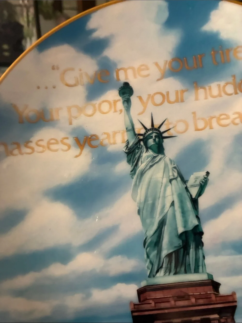 Vintage 1085 Gotham Statue of Liberty Collector Plate Michael Havel 14KT Gold